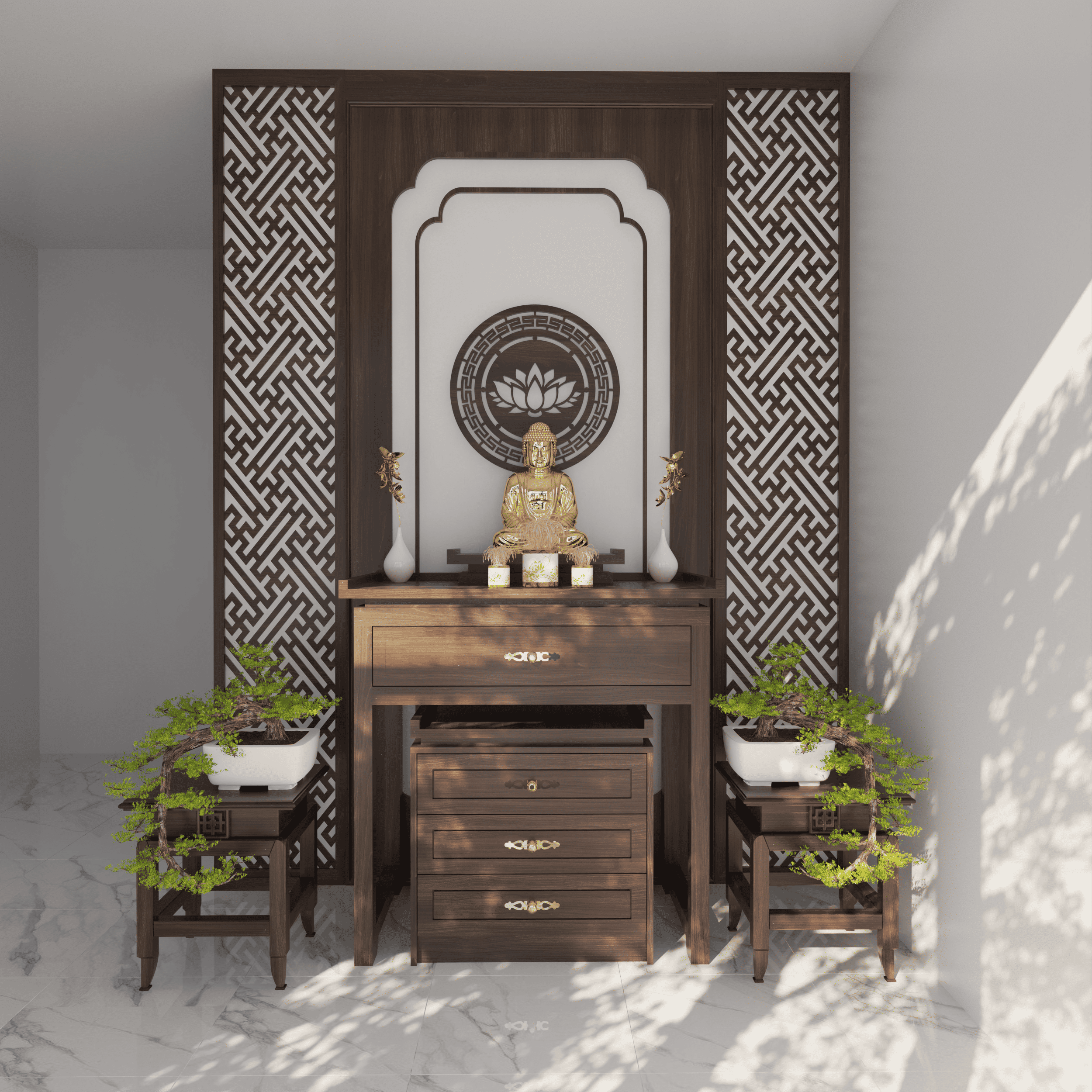 Thiết kế nội thất phòng thờ nhà Thầy Tuệ - Xã Đồi 61
