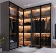 Tủ áo chất liệu gỗ MDF, cánh khoét kính màu trắng