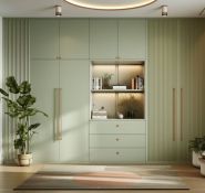Tủ áo chất liệu gỗ MDF, cánh khoét kính màu trắng