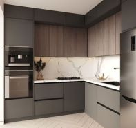 Tủ bếp trên gỗ dưới gỗ cánh phủ Melamin