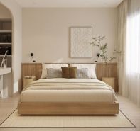 Giường gỗ MDF, phủ melamin, đầu giường không bọc nệm, không có ngăn kéo