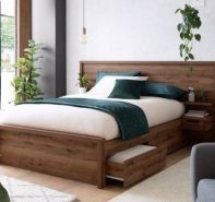 Giường gỗ MDF, phủ melamin, đầu giường không bọc nệm , có ngăn kéo