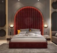 Giường gỗ MDF, bọc nhung da