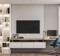 Kệ ti vi kết hợp bàn làm việc +k ệ sách